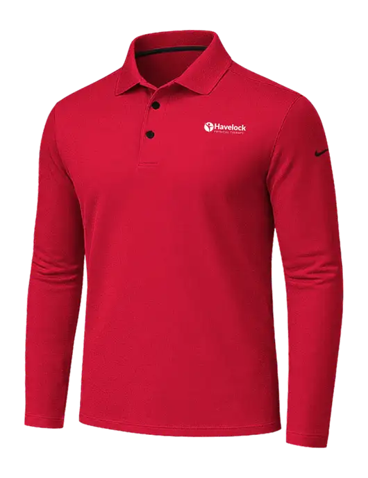 Nike Red Dri-FIT Micro Pique 2.0 Long Sleeve Polo w/Havelock Logo