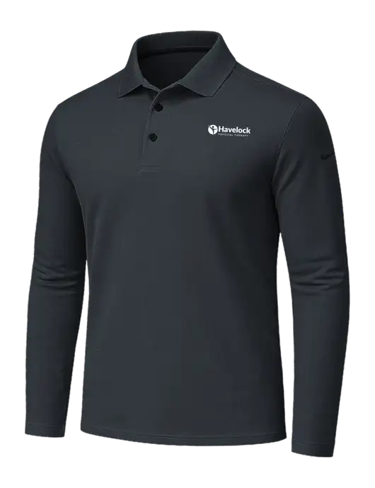 Nike Dark Grey Dri-FIT Micro Pique 2.0 Long Sleeve Polo w/Havelock Logo