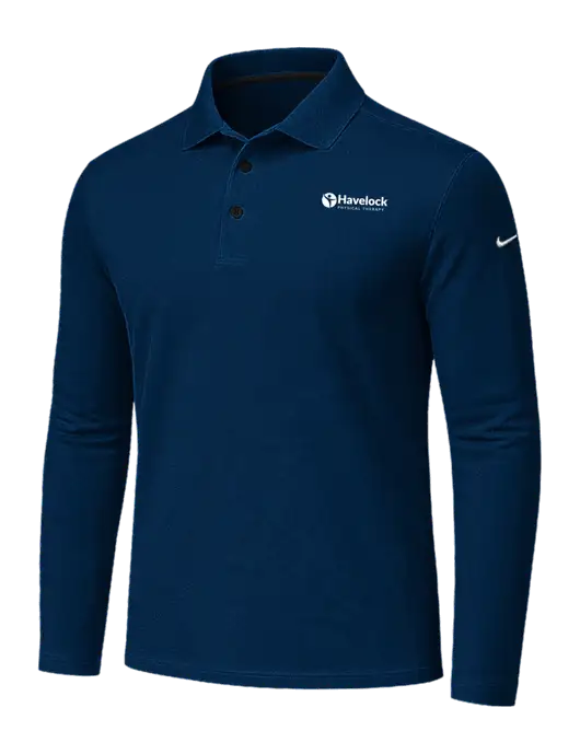 Nike Navy Dri-FIT Micro Pique 2.0 Long Sleeve Polo w/Havelock Logo