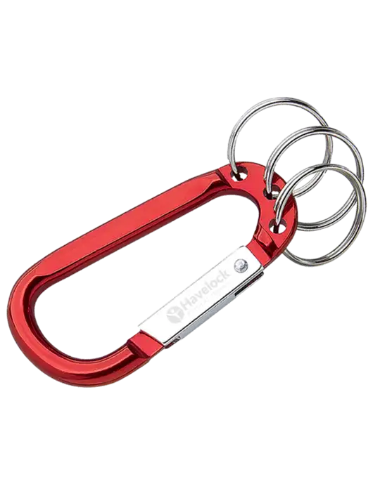 Red 3 Ring Carabiner Clip w/Havelock Logo