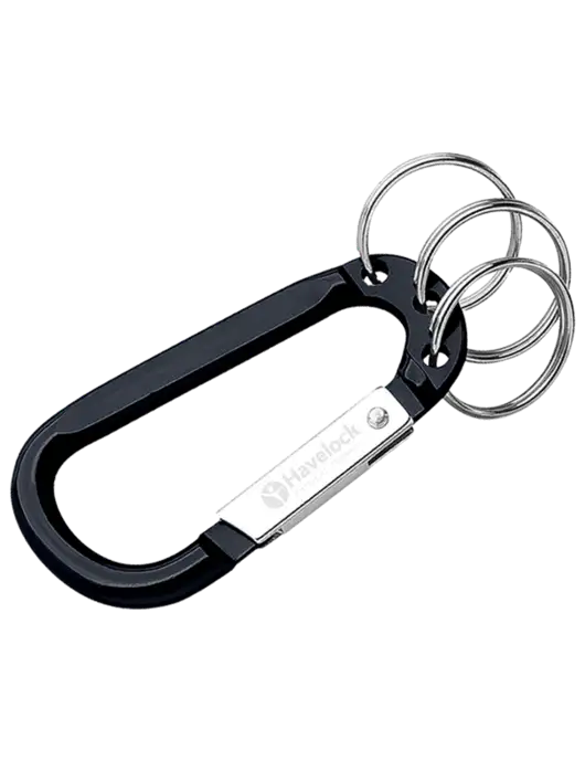 Black 3 Ring Carabiner Clip w/Havelock Logo