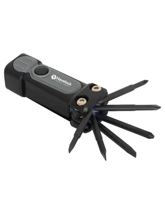 Black/Grey Utility Light 6 in 1 Screwdriver Set w/Havelock Logo