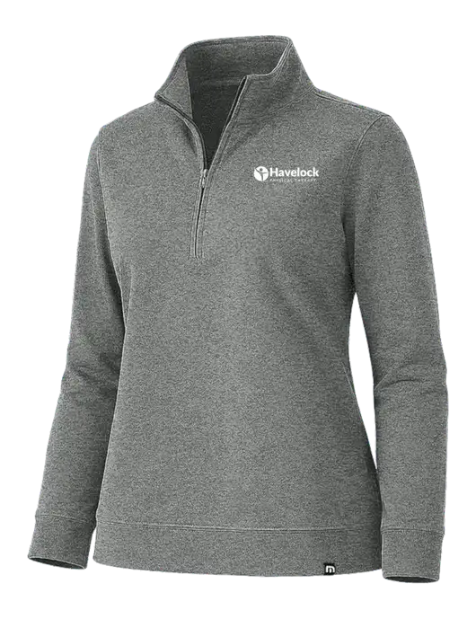 TravisMathew Womens Coveside Medium Dark Grey Heather Heather 1/2 Zip w/Havelock Logo