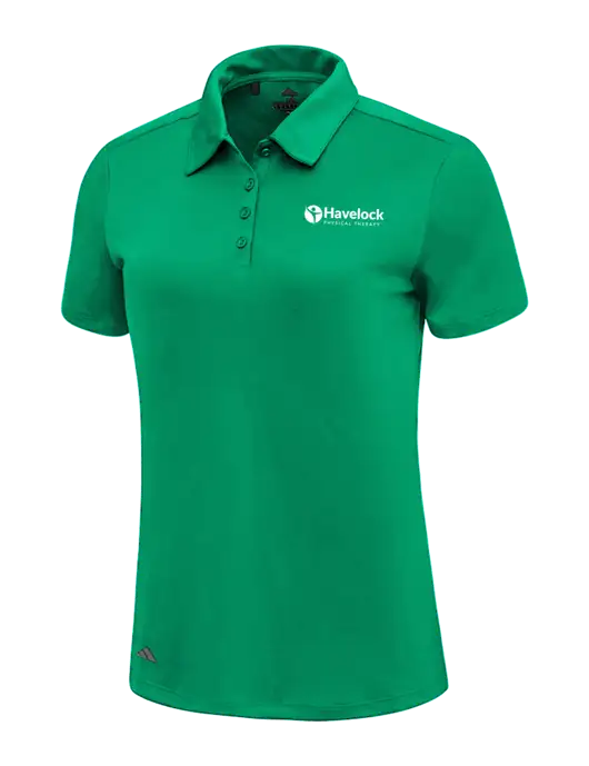 Adidas Medium Green Womens Ultimate Solid Polo w/Havelock Logo