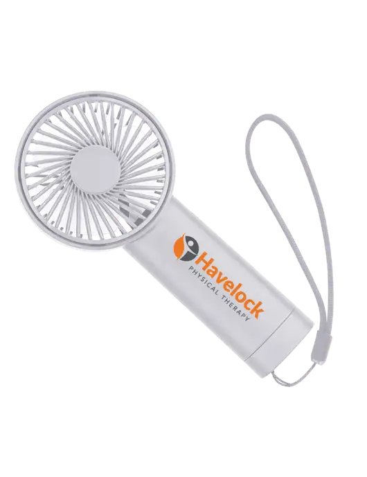 Airpulse 3-Speed Rechargeable White Fan w/Havelock Logo