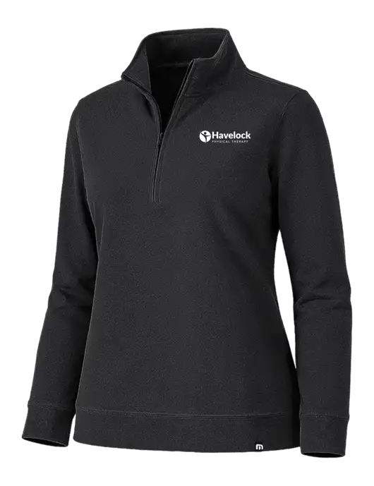 TravisMathew Womens Coveside Black 1/2 Zip w/Havelock Logo
