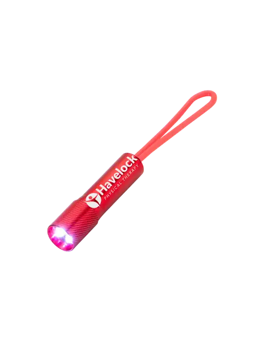 Mini Red LED Flashlight with Silicone Loop w/Havelock Logo