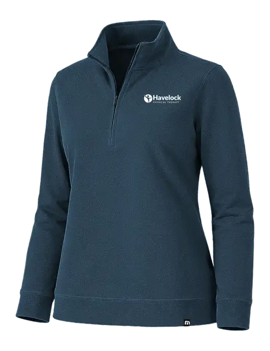TravisMathew Womens Coveside Navy Heather 1/2 Zip w/Havelock Logo