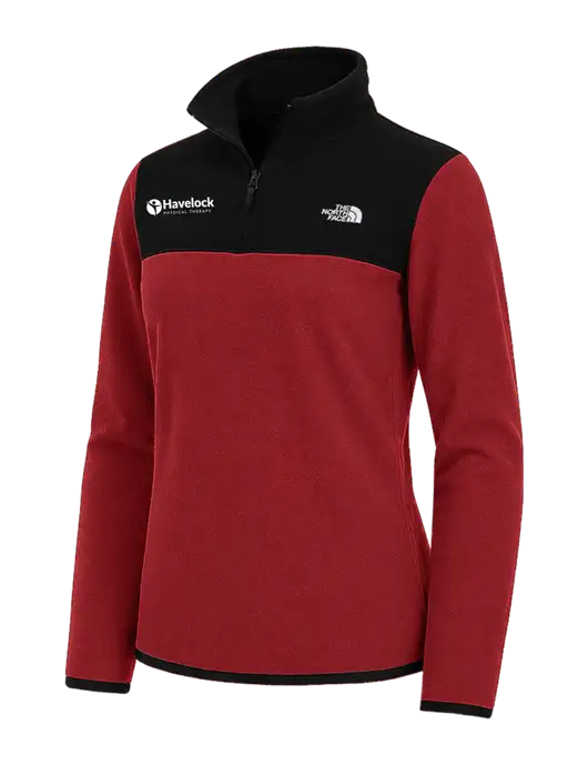 The North Face Womens Cardinal/Black Glacier 1/4-Zip Fleece w/Havelock Logo