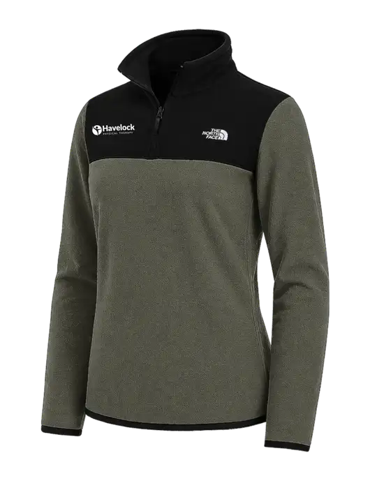 The North Face Womens Dark Olive/Black Glacier 1/4-Zip Fleece w/Havelock Logo