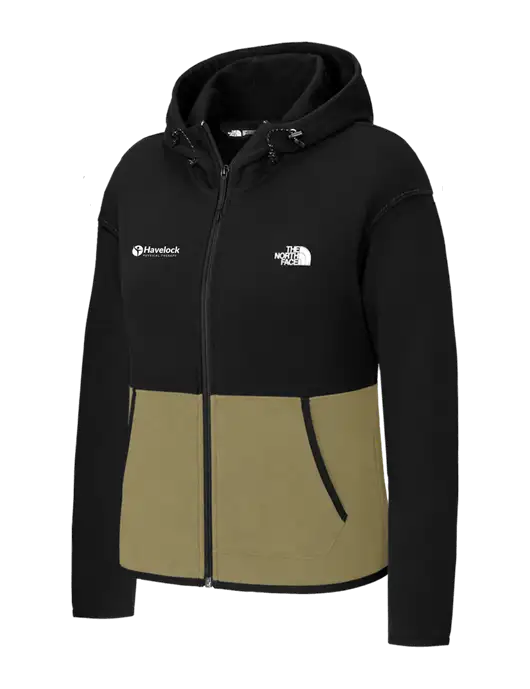 The North Face Womens Black/Dark Tan Double-Knit Full-Zip Hoodie w/Havelock Logo