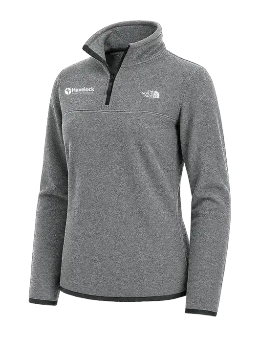 The North Face Womens Dark Medium Grey Heather Glacier 1/4-Zip Fleece w/Havelock Logo