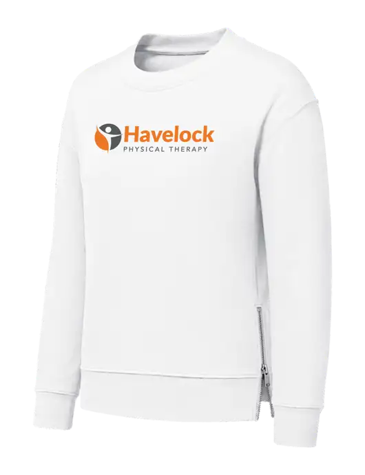 Womens White Dual Side Zippers Crewneck w/Havelock Logo