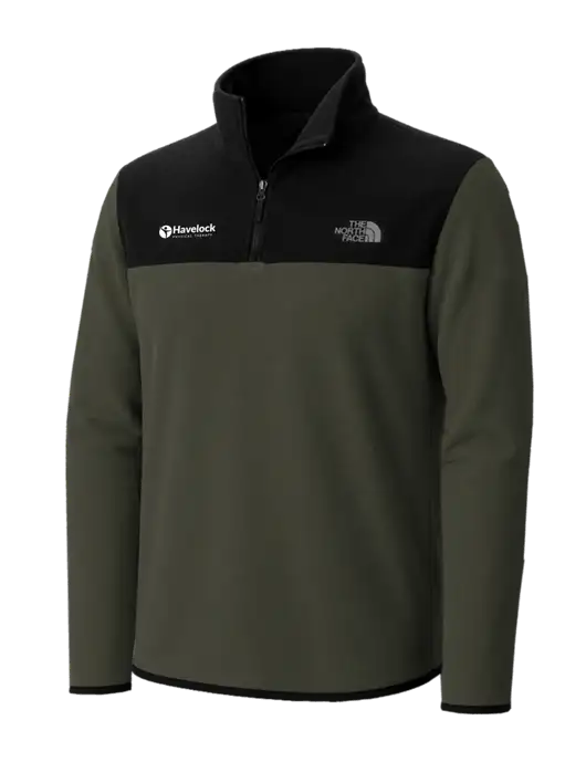 The North Face Dark Olive/ Black Glacier 1/4-Zip Fleece w/Havelock Logo