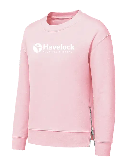 Womens Light Pink Dual Side Zippers Crewneck w/Havelock Logo