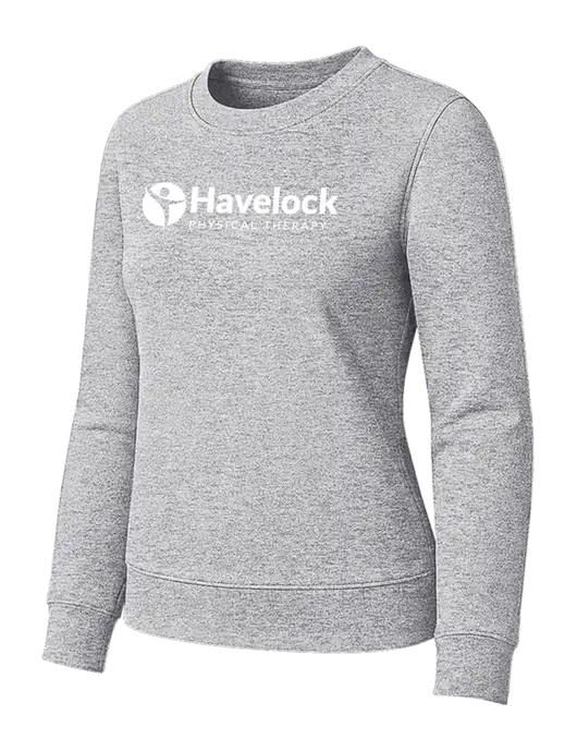 Womens Light Grey Heather Loft Crewneck Sweatshirt w/Havelock Logo