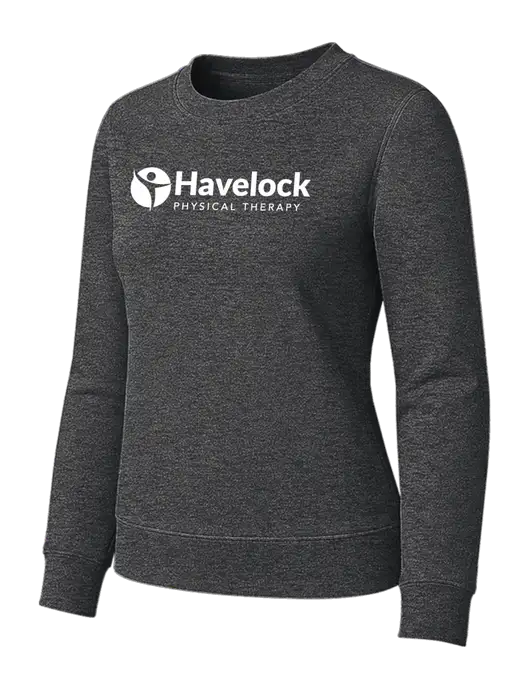 Womens Charcoal Heather Loft Crewneck Sweatshirt w/Havelock Logo