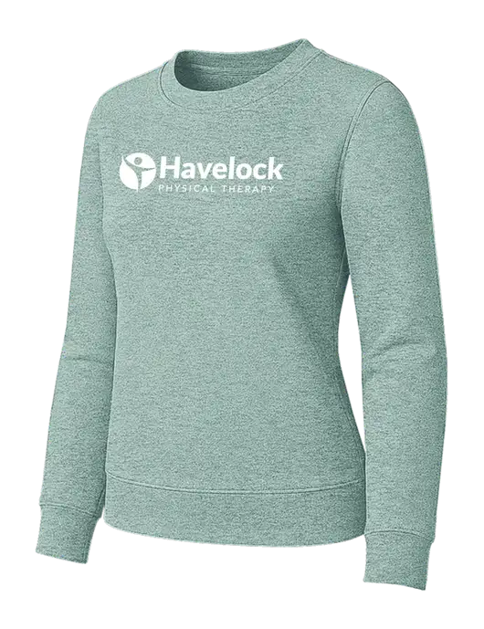 Womens Sage Green Heather Loft Crewneck Sweatshirt w/Havelock Logo
