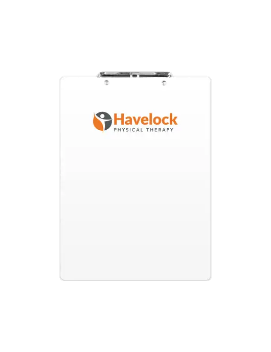 White Plastic Clipboard Letter Size w/Havelock Logo