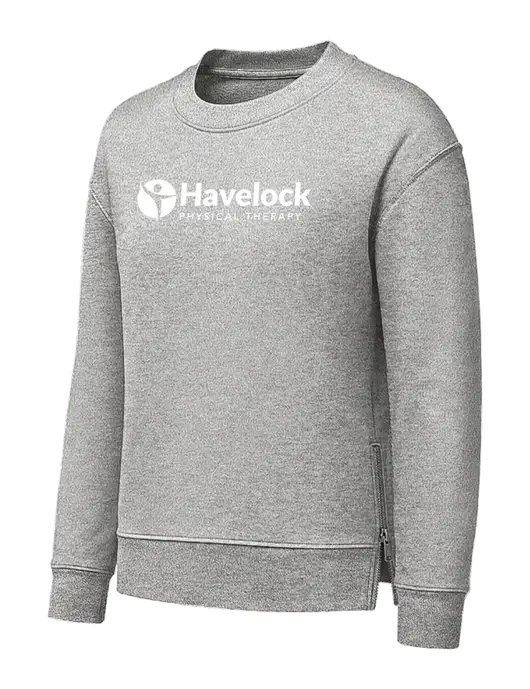 Womens Medium Grey Heather Dual Side Zippers Crewneck w/Havelock Logo