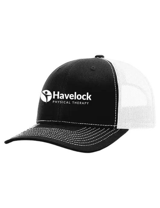 Richardson 112+ R-Flex Black Trucker Cap w/White Mesh w/Havelock Logo