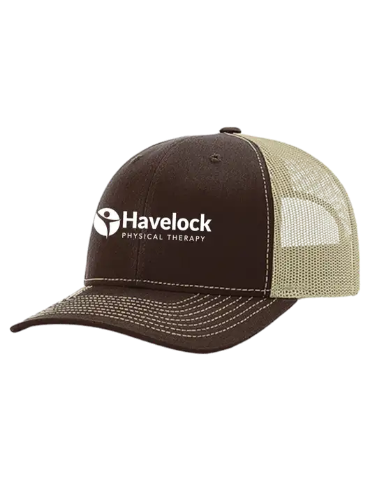 Richardson 112+ R-Flex Dark Brown Trucker Cap w/Tan Mesh w/Havelock Logo