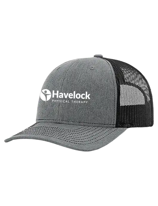Richardson 112+ R-Flex Medium Grey Heather Trucker Cap w/Black Mesh w/Havelock Logo