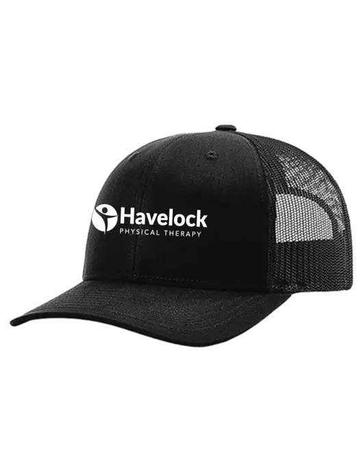 Richardson 112+ R-Flex Black Trucker Cap w/Black Mesh w/Havelock Logo