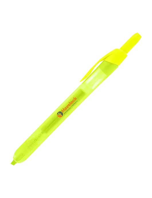Yellow Retractable Highlighter w/Havelock Logo