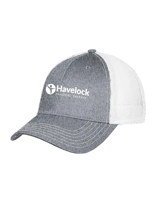 Medium Grey Heather/White Mesh Trucker Cap Snap Back w/Havelock Logo