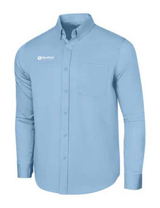 Long Sleeve Light Blue Superpro React Twill Shirt w/Havelock Logo
